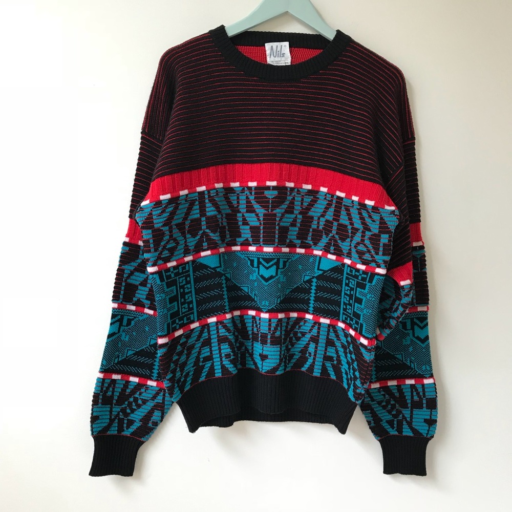 NILS Vintage Graphic Print Ski Wool Blend Sweater